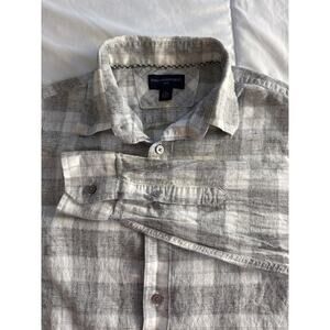 Banana Republic Men’s Gray Plaid Button-Down Shirt Slim Fit Small 14-14.5